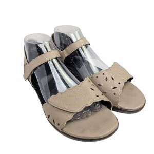 Ziera Diaz taupe stone leather open toe comfort sandal womens 40 EU 9.5 US Wide